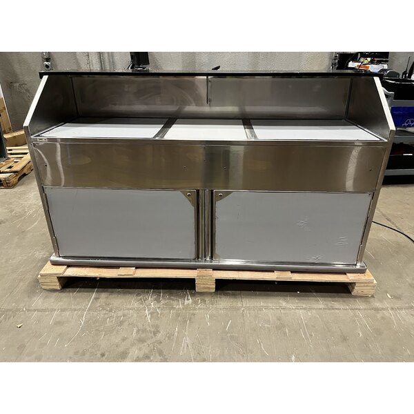 Scratch and Dent Regency 74" Standard Stainless Steel Portable Bar with Two Removable Speed Rails, Ice Bin, and Removable Ice Bin Cover