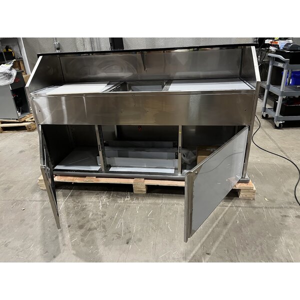 Scratch and Dent Regency 74" Standard Stainless Steel Portable Bar with Two Removable Speed Rails, Ice Bin, and Removable Ice Bin Cover