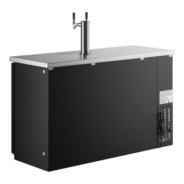 Scratch and Dent Avantco UDD-2-HC Black Kegerator / Beer Dispenser with (1) 2 Tap Tower - (2) 1/2 Keg Capacity