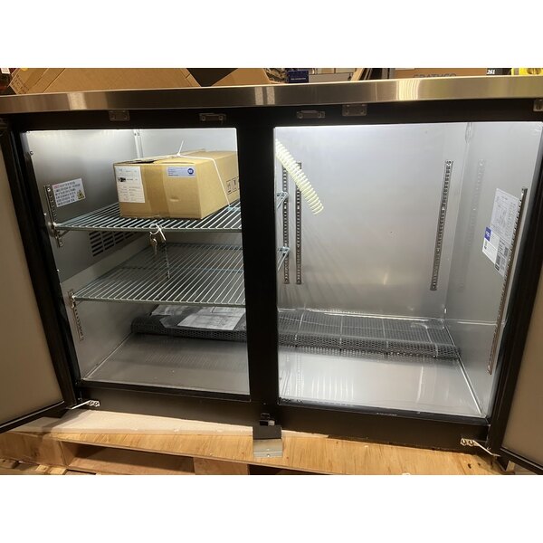 Scratch and Dent Avantco UDD-2-HC Black Kegerator / Beer Dispenser with (1) 2 Tap Tower - (2) 1/2 Keg Capacity