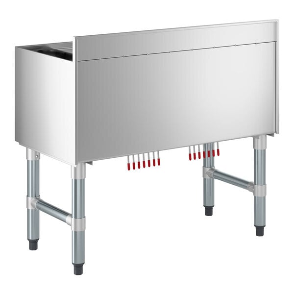 Scratch and Dent Regency 18" x 36" Underbar Ice Bin with 7 Circuit Post-Mix Cold Plate and Bottle Holders - 79 lb.