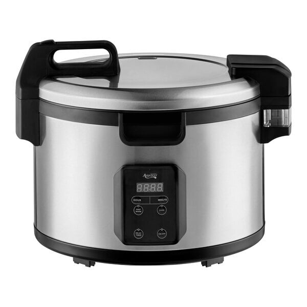 Scratch and Dent Avantco RCSB90 90 Cup (45 Cup Raw) Digital Electric Rice Cooker / Warmer with Hinged Lid - 240V, 2,500W