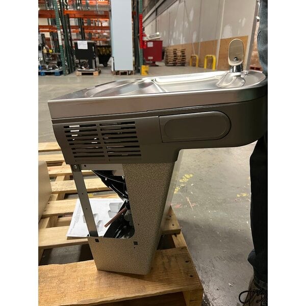 Scratch and Dent Zurn Elkay EZSTL8LC Light Gray Granite 8 GPH Bi-Level Wall Mount Non-Filtered Drinking Fountain with Extra Deep Basin and Vinyl Finish - 115V - Chilled