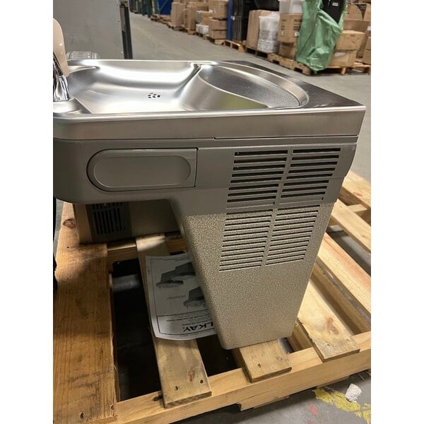 Scratch and Dent Zurn Elkay EZSTL8LC Light Gray Granite 8 GPH Bi-Level Wall Mount Non-Filtered Drinking Fountain with Extra Deep Basin and Vinyl Finish - 115V - Chilled