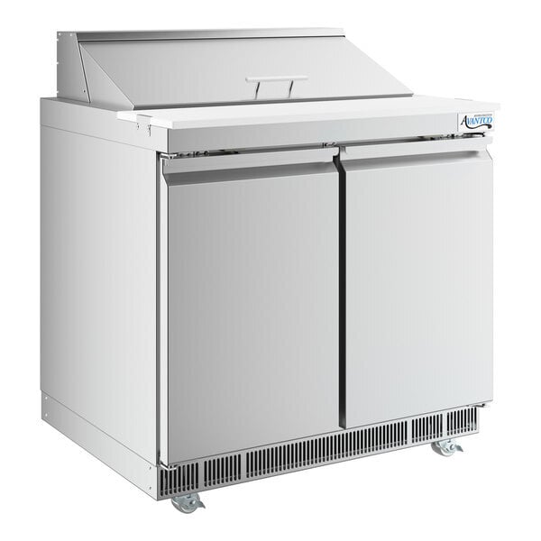 Scratch and Dent Avantco ZPT-36-FB-HC 36" 2 Door Front Breathing Cutting Top Refrigerated Sandwich Prep Table