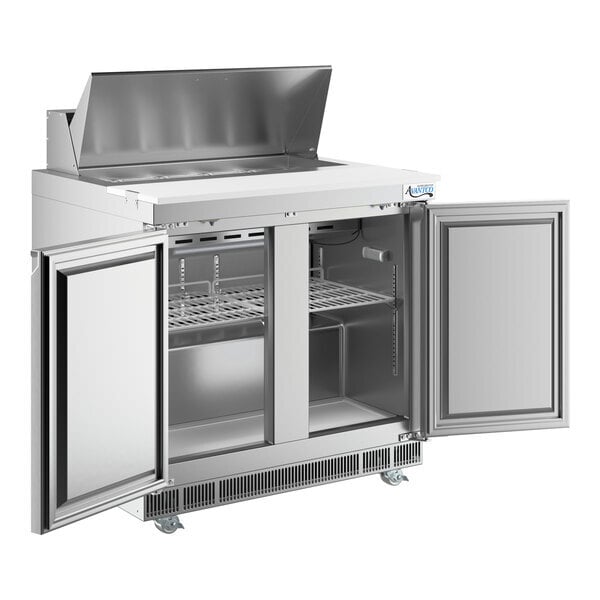 Scratch and Dent Avantco ZPT-36-FB-HC 36" 2 Door Front Breathing Cutting Top Refrigerated Sandwich Prep Table