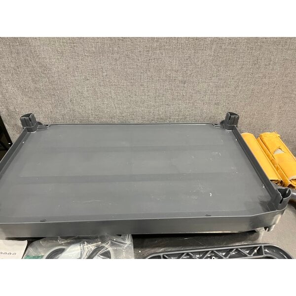 Scratch and Dent Rubbermaid® FG409100GRAY Xtra Gray 300 lb. Three Shelf Utility Cart / Bus Cart 40" x 20" x 37"