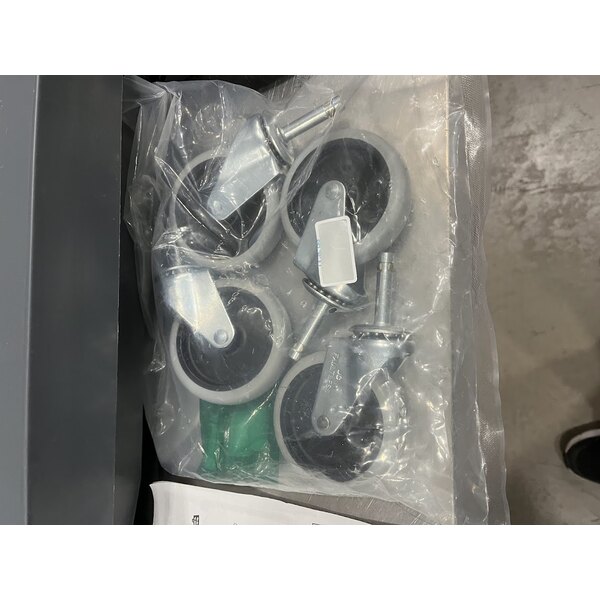 Scratch and Dent Rubbermaid® FG409100GRAY Xtra Gray 300 lb. Three Shelf Utility Cart / Bus Cart 40" x 20" x 37"