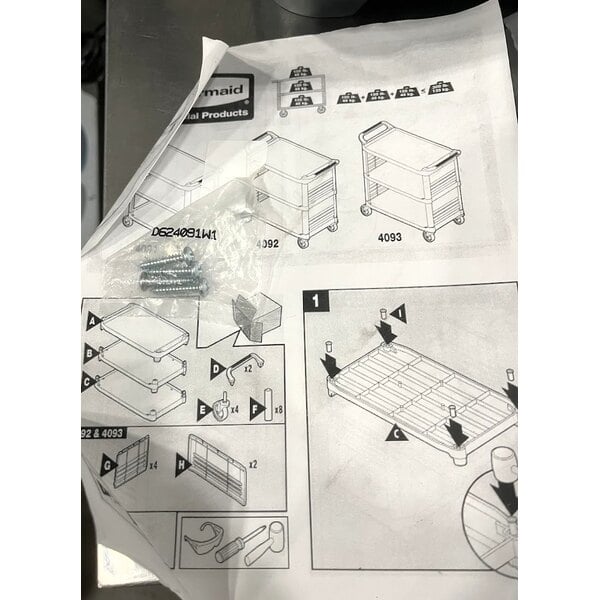 Scratch and Dent Rubbermaid® FG409100GRAY Xtra Gray 300 lb. Three Shelf Utility Cart / Bus Cart 40" x 20" x 37"