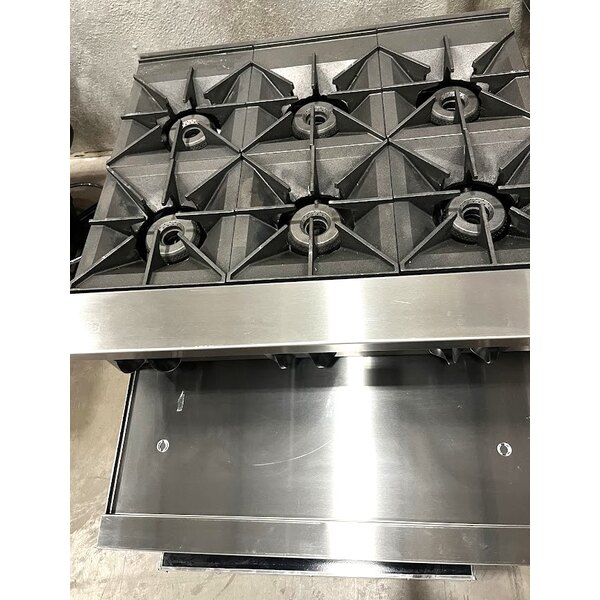 Scratch and Dent Vulcan 36C-6BP Endurance 6 Burner 36" Liquid Propane Range with Convection Oven Base - 215,000 BTU