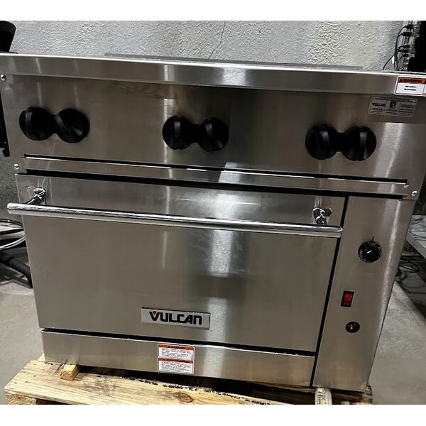 Scratch and Dent Vulcan 36C-6BP Endurance 6 Burner 36" Liquid Propane Range with Convection Oven Base - 215,000 BTU