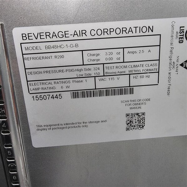 Scratch and Dent Beverage-Air B48HC-1-G-B 48" Black Underbar Height Glass Door Back Bar Refrigerator