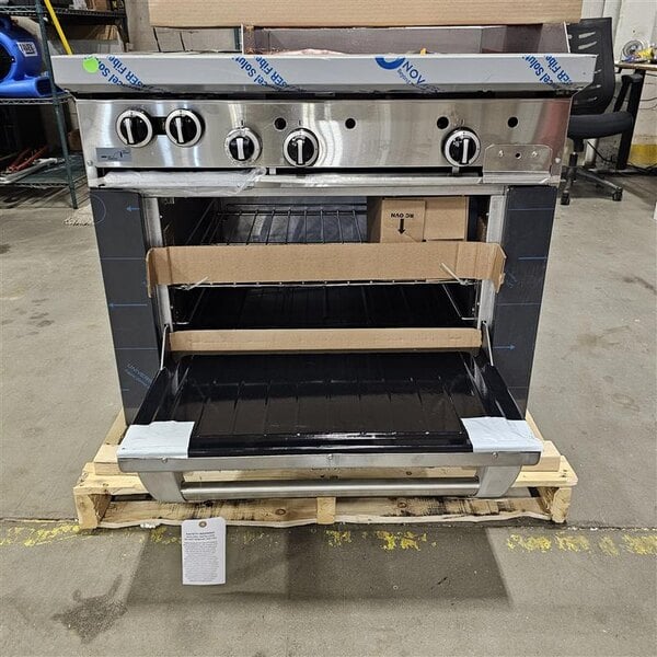 Scratch and Dent Garland SunFire Series X36-2G24R Natural Gas 2 Burner Gas Range with 24" Griddle and Standard Oven - 129,000 BTU