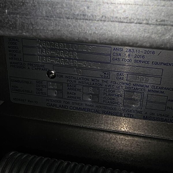 Scratch and Dent Garland SunFire Series X36-2G24R Natural Gas 2 Burner Gas Range with 24" Griddle and Standard Oven - 129,000 BTU