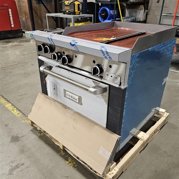 Scratch and Dent Garland SunFire Series X36-2G24R Natural Gas 2 Burner Gas Range with 24" Griddle and Standard Oven - 129,000 BTU