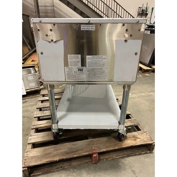 Scratch and Dent Backyard Pro Three Pan Open Well Mobile Liquid Propane Outdoor Steam Table with Undershelf - 10,500 BTU