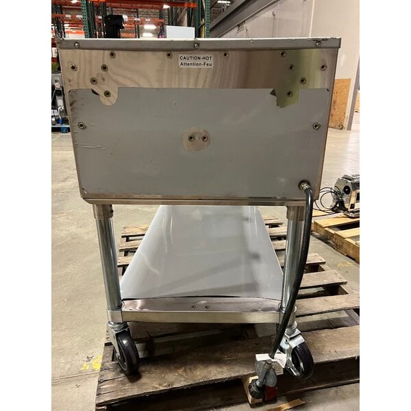 Scratch and Dent Backyard Pro Three Pan Open Well Mobile Liquid Propane Outdoor Steam Table with Undershelf - 10,500 BTU