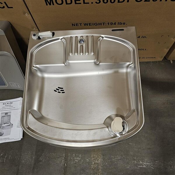 Scratch and Dent Zurn Elkay LZS8WSLK ezH20 8 GPH Light Gray Hands-Free Filtered Bottle Filling Station with Drinking Fountain - Chilled