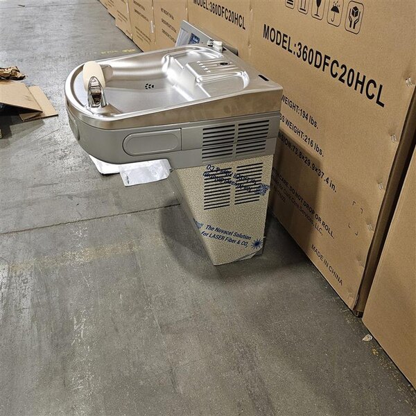 Scratch and Dent Zurn Elkay LZS8WSLK ezH20 8 GPH Light Gray Hands-Free Filtered Bottle Filling Station with Drinking Fountain - Chilled