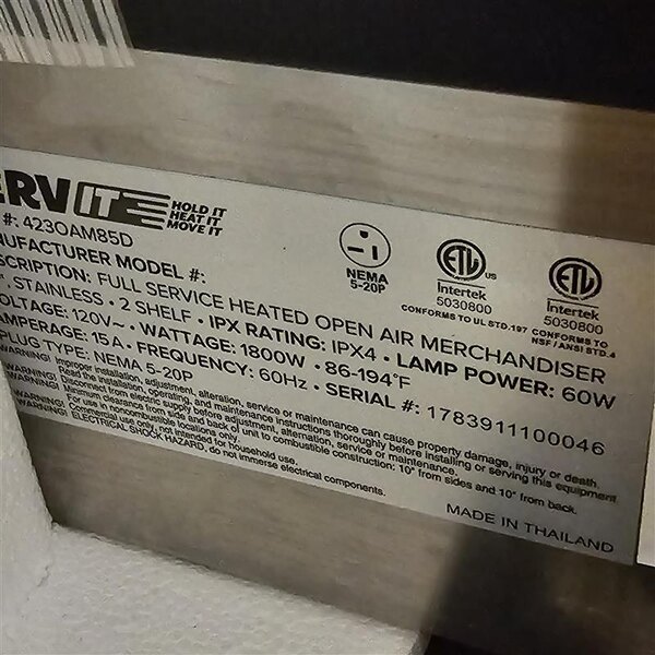 Scratch and Dent ServIt OAM-85D 30" Full Service Slanted 2-Shelf Countertop Heated Display Merchandiser - 1860W, 120V