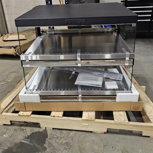 Scratch and Dent ServIt OAM-85D 30" Full Service Slanted 2-Shelf Countertop Heated Display Merchandiser - 1860W, 120V