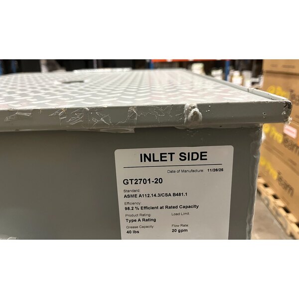 Scratch and Dent Zurn Elkay GT2701-20-3NH 40 lb. 20 GPM Low-Profile Grease Trap with 3" No-Hub Connections