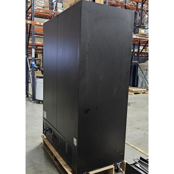 Scratch and Dent Avantco GDS-47-HC 53" Black Customizable Sliding Glass Door Merchandiser Refrigerator with LED Lighting