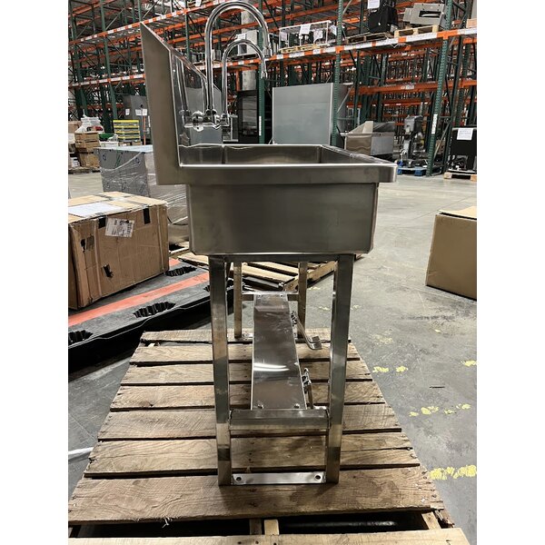 Scratch and Dent Sani-Lav 54FSL-0.5 40" x 20" Floor-Mounted Multi-Station Hands-Free Sink with (2) Double Foot-Operated 0.5 GPM Faucets