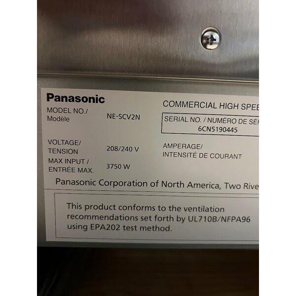 Scratch and Dent Panasonic SonicChef NE-SCV2NAPR Ventless Rapid Cook Oven with Touchscreen Controls 0.4 cu. ft. - 208/240V, 3750W