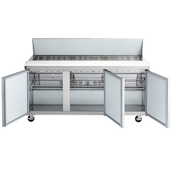 Scratch and Dent Avantco APT-71-HC 70" 3 Door Refrigerated Sandwich Prep Table