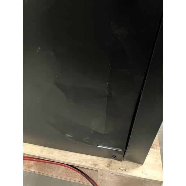 Scratch and Dent Avantco UBB-72G-HC 73" Black Counter Height Narrow Glass Door Back Bar Refrigerator with LED Lighting