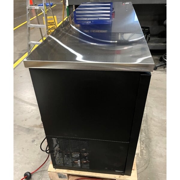 Scratch and Dent Avantco UBB-72G-HC 73" Black Counter Height Narrow Glass Door Back Bar Refrigerator with LED Lighting