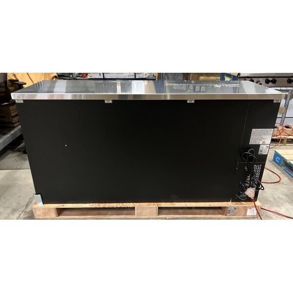 Scratch and Dent Avantco UBB-72G-HC 73" Black Counter Height Narrow Glass Door Back Bar Refrigerator with LED Lighting