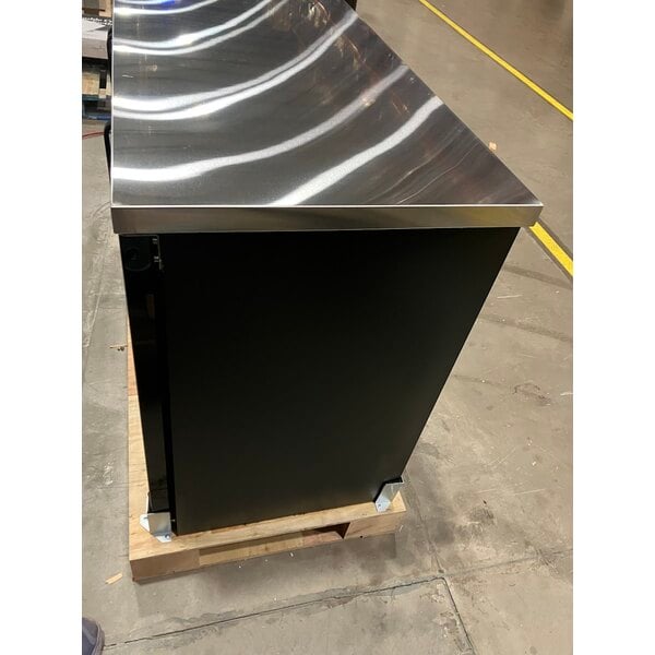 Scratch and Dent Avantco UBB-72G-HC 73" Black Counter Height Narrow Glass Door Back Bar Refrigerator with LED Lighting