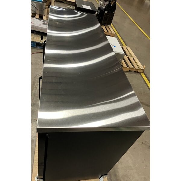 Scratch and Dent Avantco UBB-72G-HC 73" Black Counter Height Narrow Glass Door Back Bar Refrigerator with LED Lighting