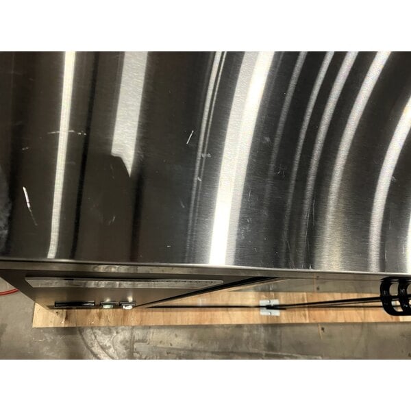 Scratch and Dent Avantco UBB-72G-HC 73" Black Counter Height Narrow Glass Door Back Bar Refrigerator with LED Lighting