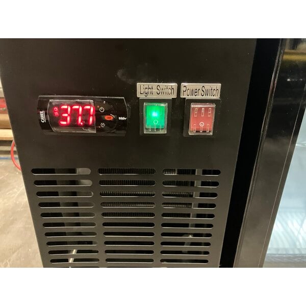 Scratch and Dent Avantco UBB-72G-HC 73" Black Counter Height Narrow Glass Door Back Bar Refrigerator with LED Lighting