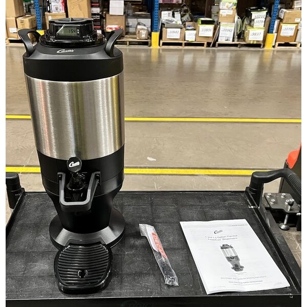 Scratch and Dent Curtis TFT15G FreshTrac 1.5 Gallon Thermal Stainless Steel Coffee Server with Base and Brew Through Lid