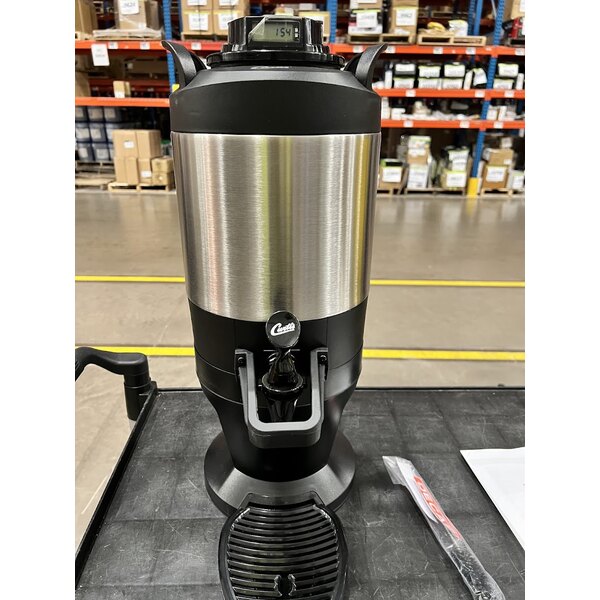 Scratch and Dent Curtis TFT15G FreshTrac 1.5 Gallon Thermal Stainless Steel Coffee Server with Base and Brew Through Lid