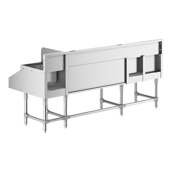 Scratch and Dent Regency Spec Line 72" Stainless Steel Combination Cocktail Station with Liquor Display Rack and Drainboard