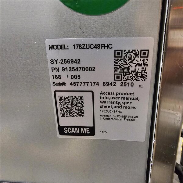 Scratch and Dent Avantco ZUC-48F-HC 48" Front Breathing Undercounter Freezer