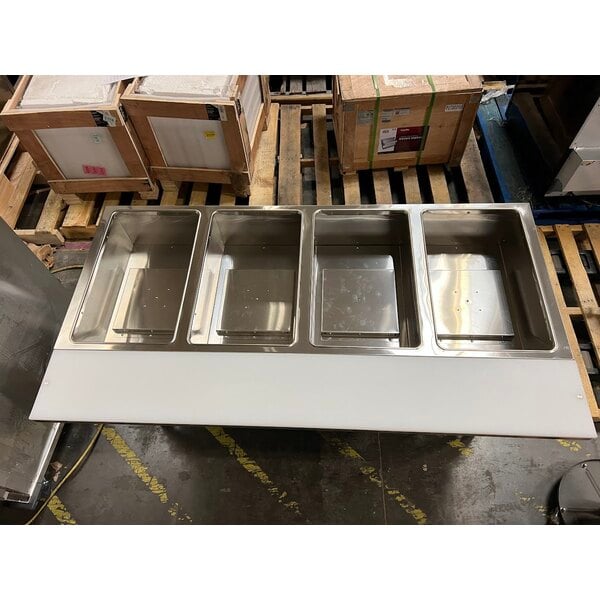 Scratch and Dent ServIt GST-4WE-NG Four Pan Open Well Natural Gas Steam Table with Undershelf - 14,000 BTU