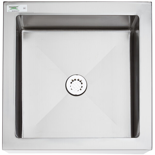 Scratch and Dent Regency 29" 16-Gauge Stainless Steel One Compartment Floor Mop Sink - 24" x 24" x 12" Bowl