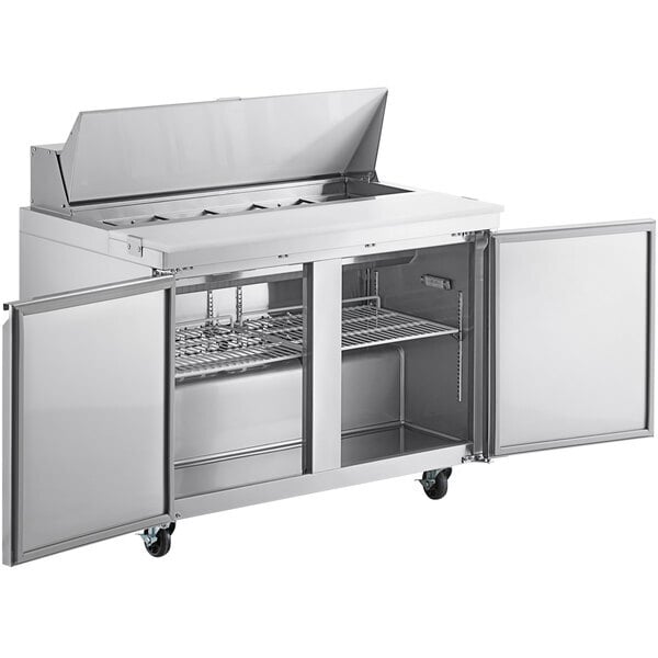 Scratch and Dent Avantco SS-PT-48-HC 46 3/4" 2 Door Stainless Steel Refrigerated Sandwich Prep Table