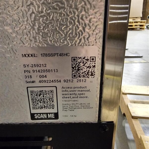 Scratch and Dent Avantco SS-PT-48-HC 46 3/4" 2 Door Stainless Steel Refrigerated Sandwich Prep Table