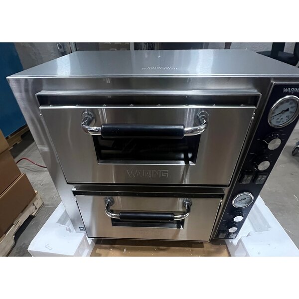 Scratch and Dent Waring WPO750 Double Deck Countertop Pizza Oven with Two Independent Chambers - 240V