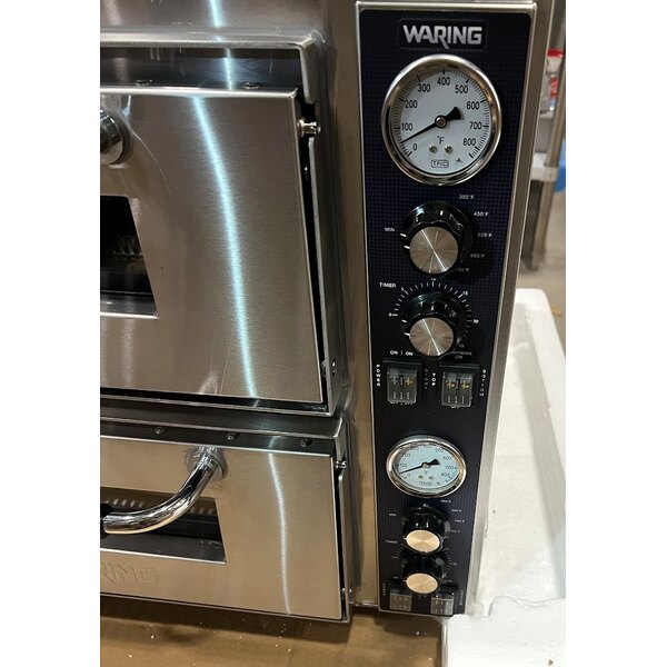 Scratch and Dent Waring WPO750 Double Deck Countertop Pizza Oven with Two Independent Chambers - 240V