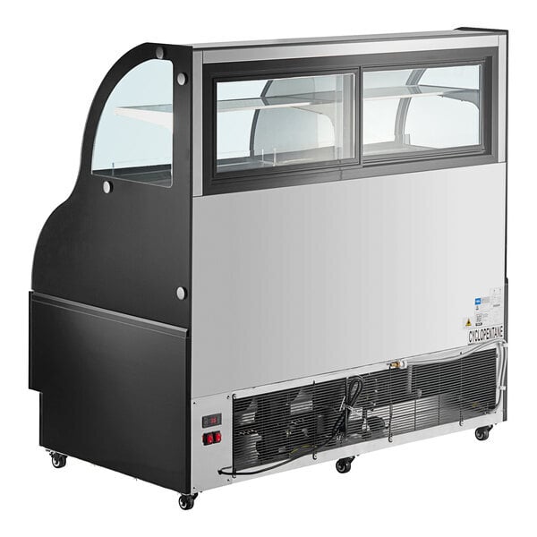 Scratch and Dent Avantco CAC-60 59 1/8" Black Curved Dual Service Refrigerated Air Curtain Merchandiser - 115V