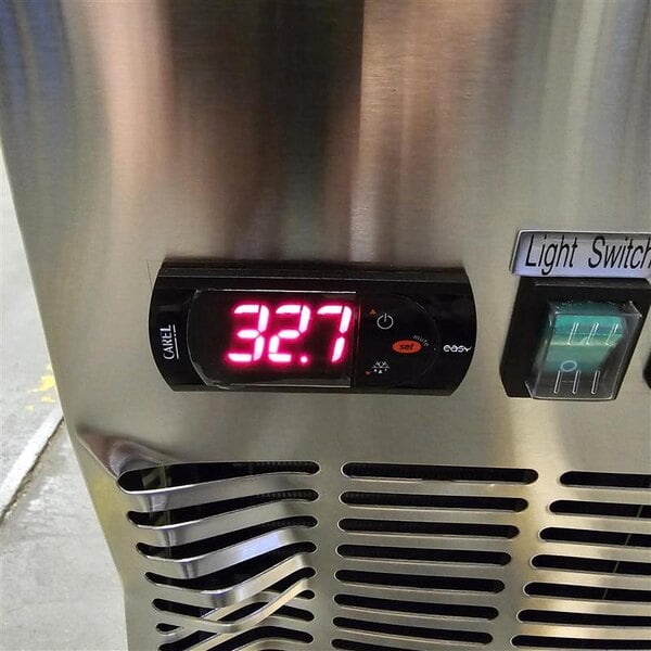 Scratch and Dent Avantco UBB-60G-HC-S 60" Stainless Steel Counter Height Narrow Glass Door Back Bar Refrigerator with LED Lighting