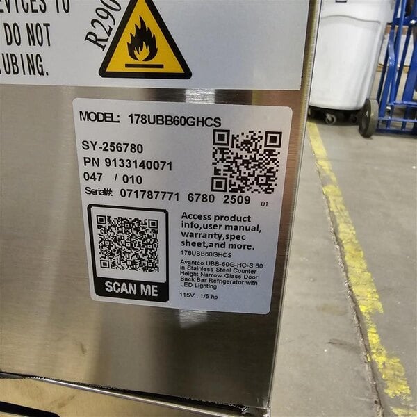 Scratch and Dent Avantco UBB-60G-HC-S 60" Stainless Steel Counter Height Narrow Glass Door Back Bar Refrigerator with LED Lighting